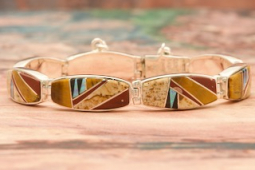 Calvin Begay Genuine Picture Jasper Sterling Silver Bracelet
